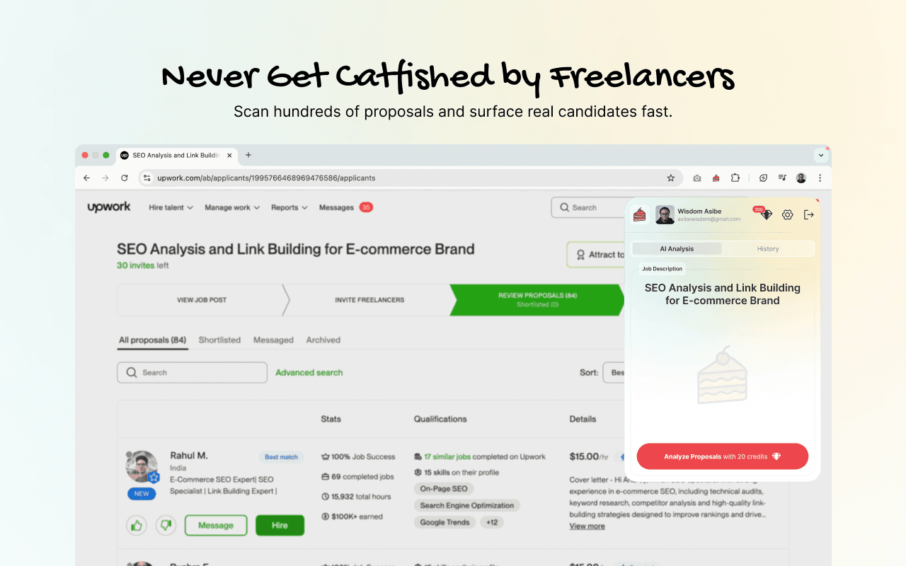 CakeOrFake — AI-Powered Upwork Applicant Screening Chrome Extension