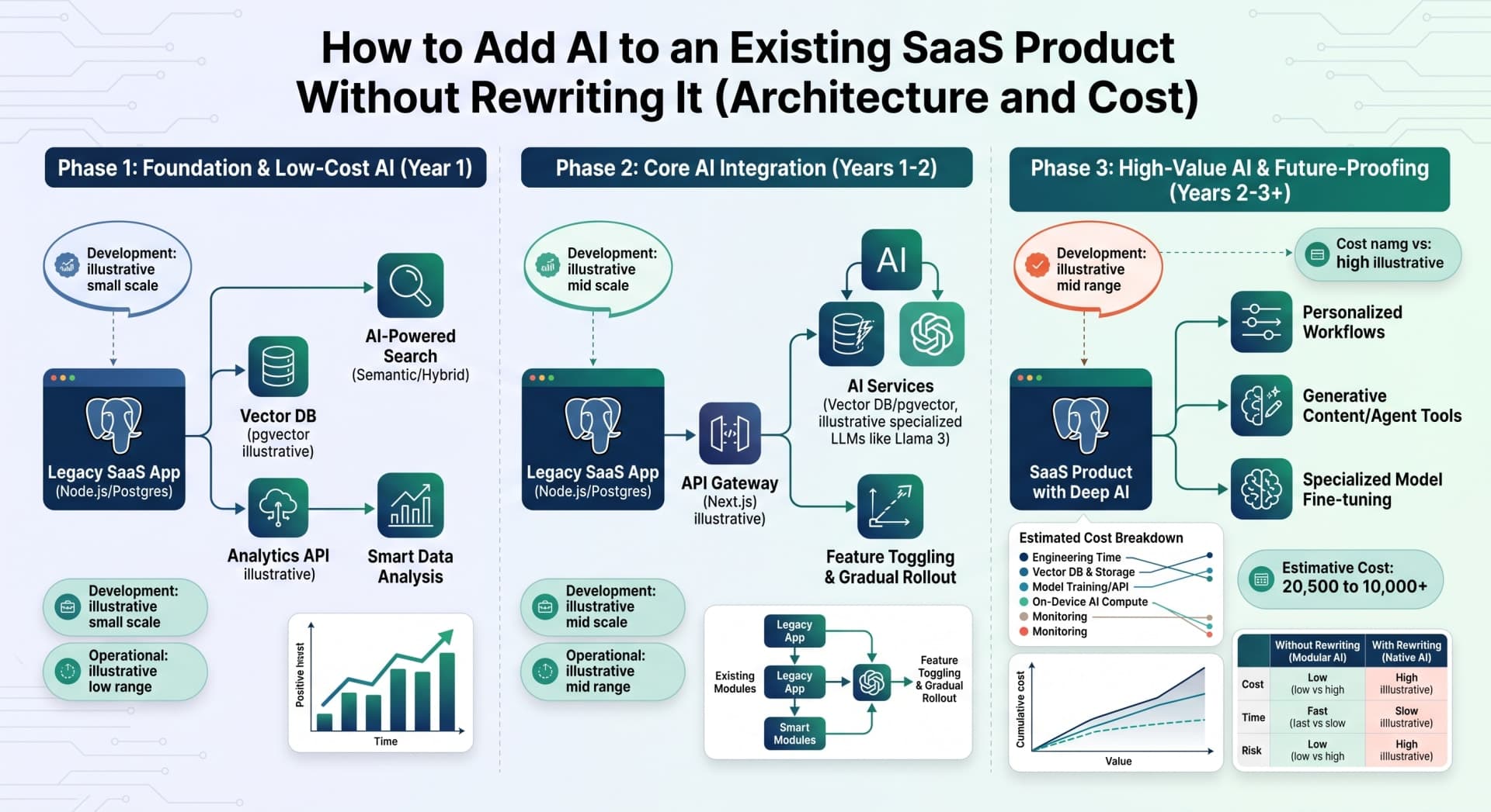 How to Add AI to an Existing SaaS Product Without Rewriting It (Architecture and Cost)